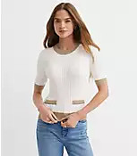 Tipped Ribbed Pocket Sweater Tee | LOFT