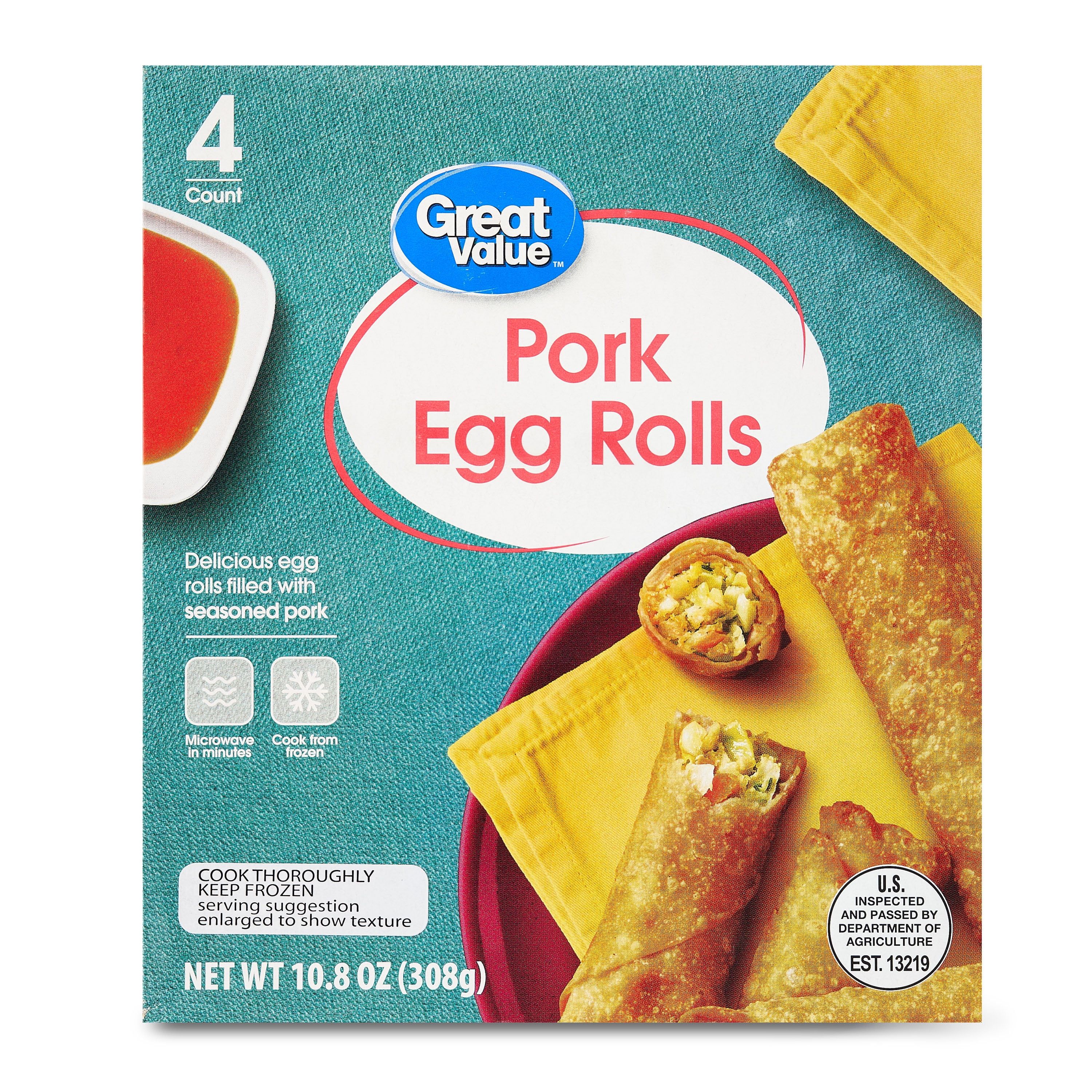 Great Value Pork Egg Rolls, 10.8 oz, 4 Count - Walmart.com | Walmart (US)