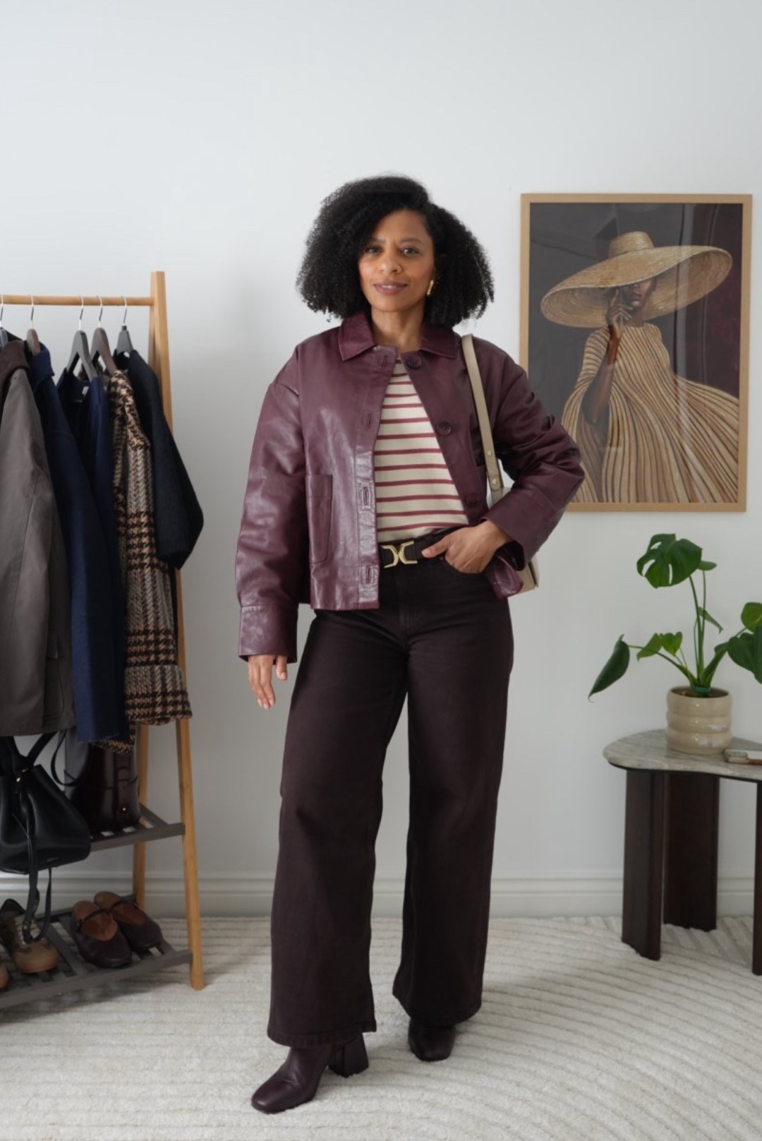 How stunning is this colour combination of burgundy, pink and cream?

Sezane Mia Jacket, brown wide jeans, breton top,  burgundy leather jacket, burgundy boots 

#LTKspring #LTKuk #LTKpetite