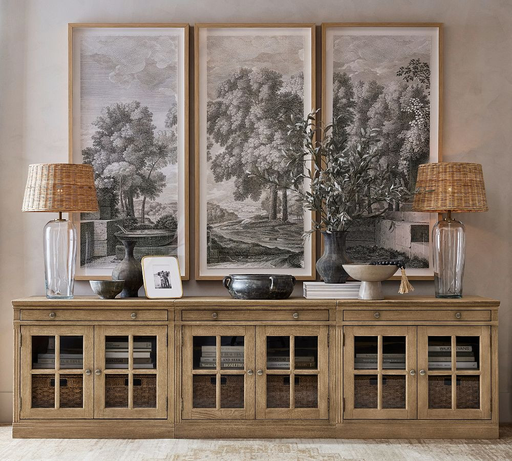Livingston Media Console with Glass Cabinets (105'') | Pottery Barn (US)