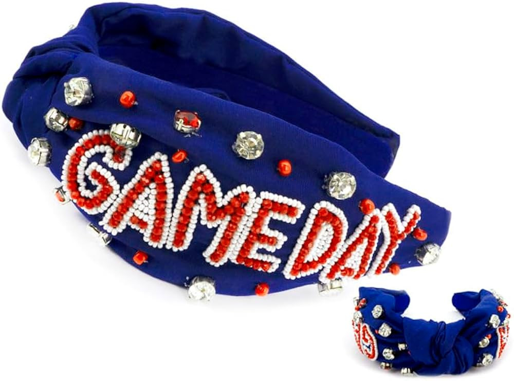 Miracle Collection Game Day Classic Cross Knotted Headband for Women and Girls. (Red Blue) | Amazon (US)