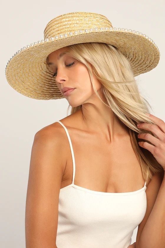 Tea Time Pearl and Natural Straw Boater Hat | Lulus (US)