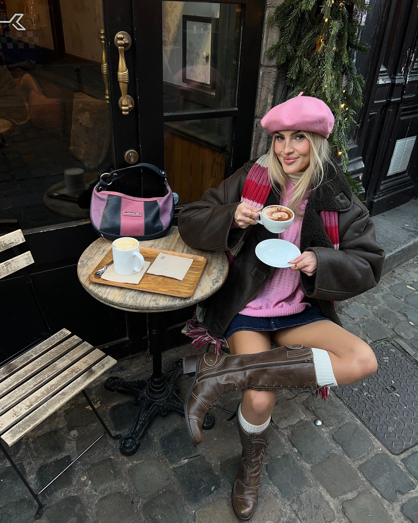 Cold but happy 🩷🌲☕️