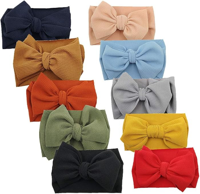 KIDOCHEESE Big Bows Baby Girl Headbands with Bows Elastics Nylon Hairbands Oversized Head Wraps L... | Amazon (US)