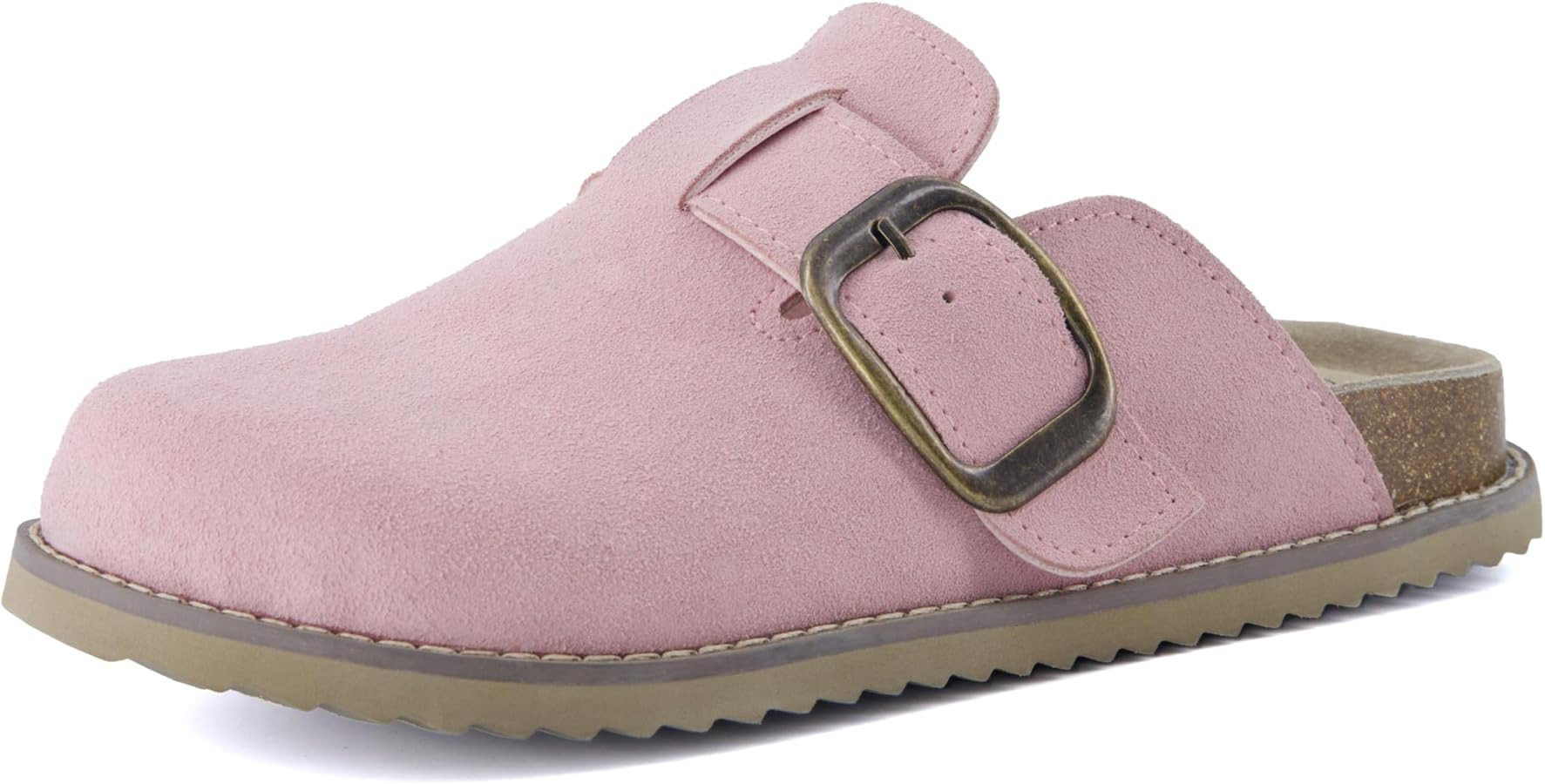 CUSHIONAIRE Women's Blain Genuine Suede Slip-On Clogs with + Memory Foam & Chic Buckle Mule - Com... | Amazon (US)
