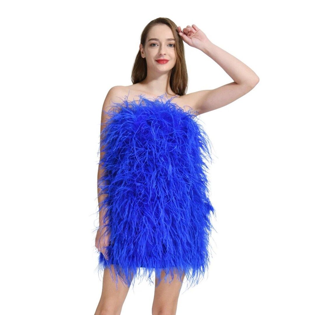 Beautiful Handmade Ostrich Feather Mini Dress | Etsy (US)