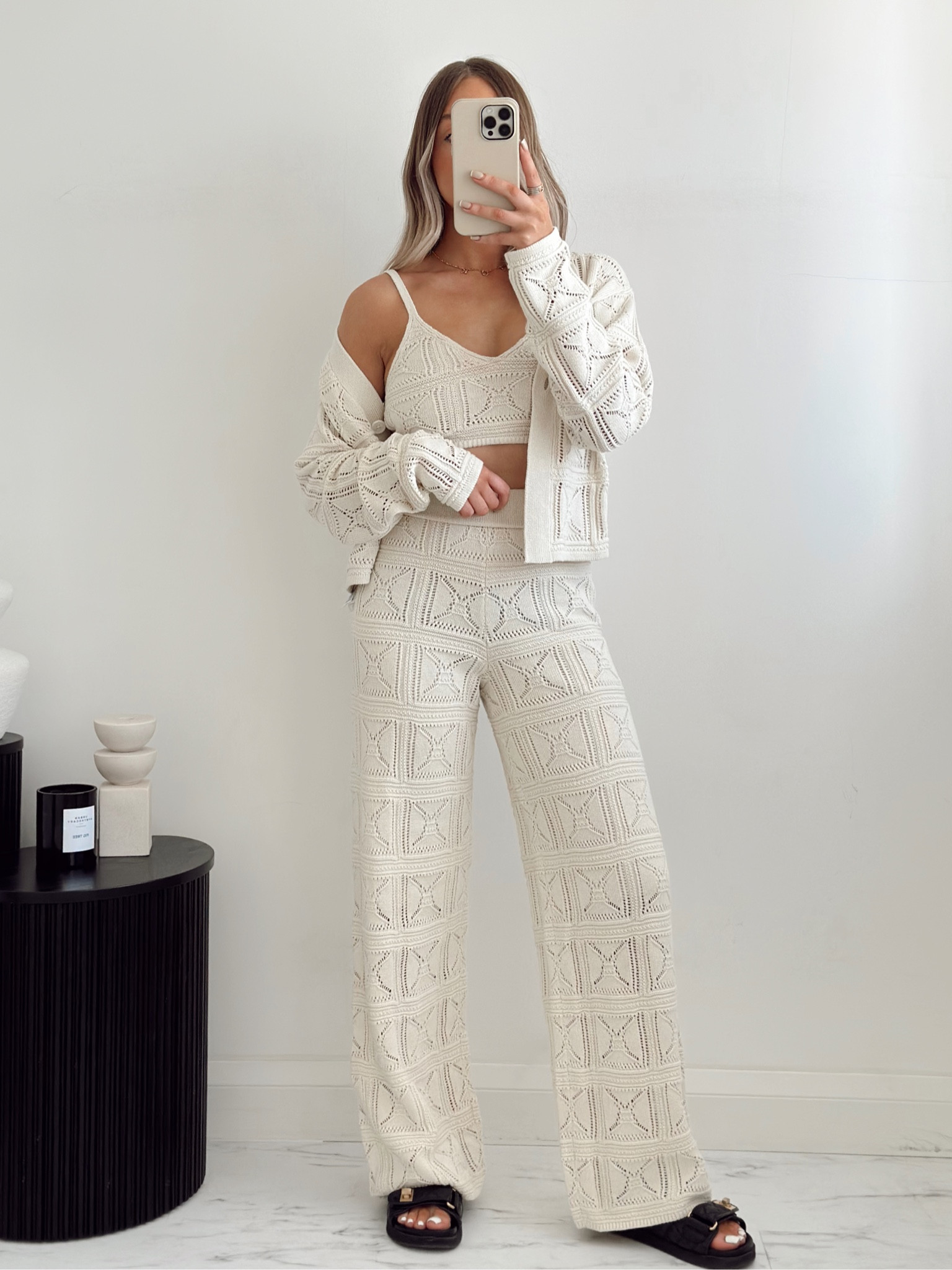 I wear an XS in the bralette & trousers and then I sized up to a medium in the cardigan for a looser fit 🖤

#LTKFind #LTKeurope #LTKstyletip