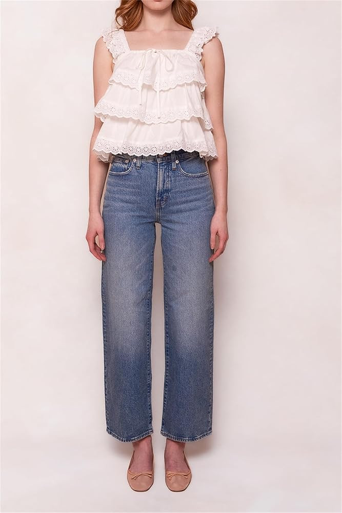 Women Lace Ruffle Tank Top Y2k Ruffle Hem Solid Color Babydoll Tops Sleeveless Lace Trim Tank Shi... | Amazon (US)