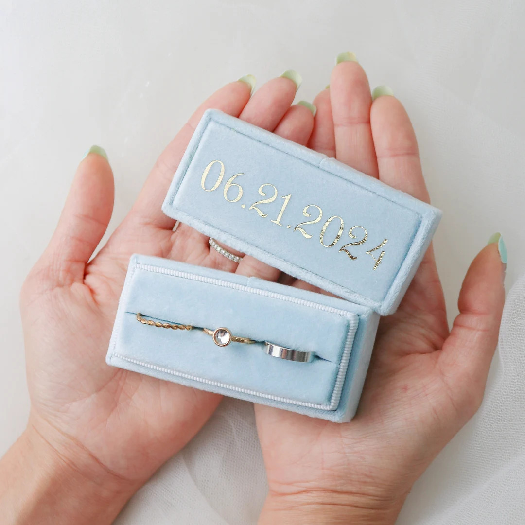 Velvet Ring Box, Triple/double/single, Christmas & Holiday Gift, Rectangular Case, 3-rings, Engag... | Etsy (US)