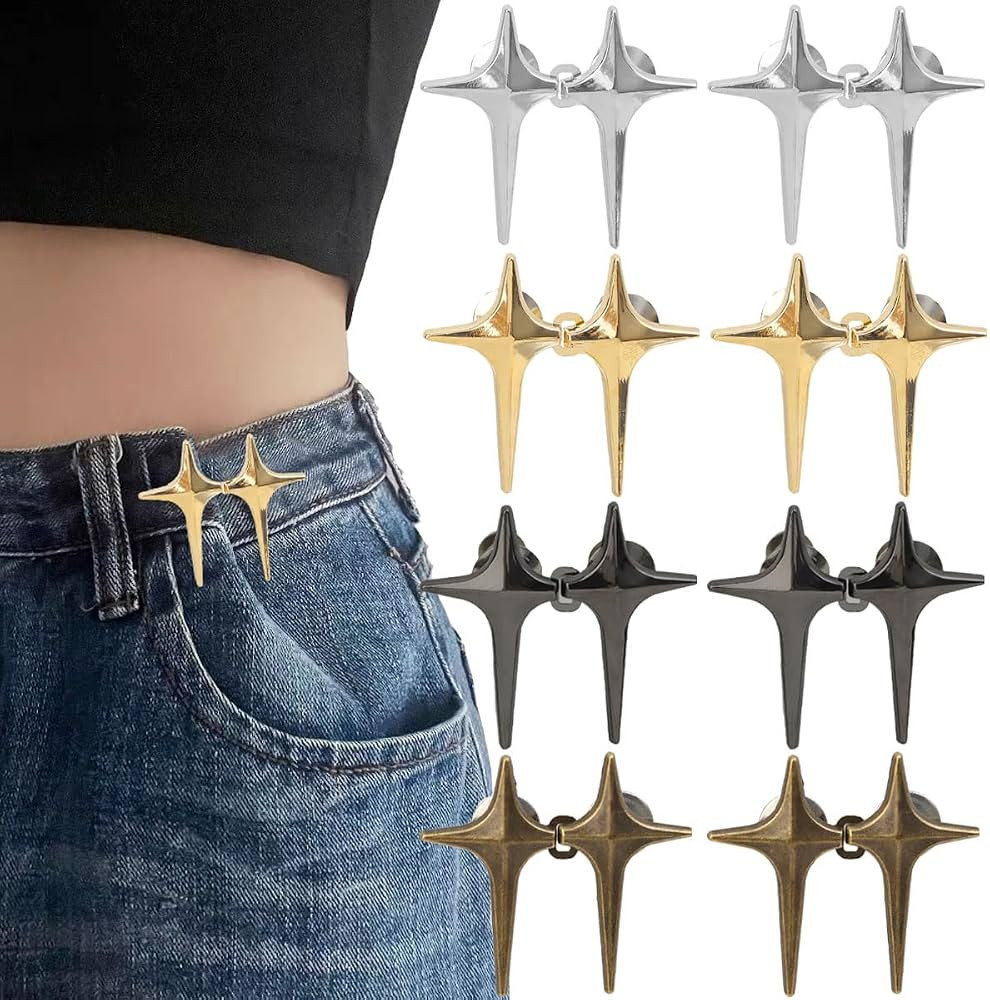 8 Sets Adjustable Star Button Pant Waist Tightener, Adjustable Waist Buckle Sets No Sew and No To... | Amazon (US)