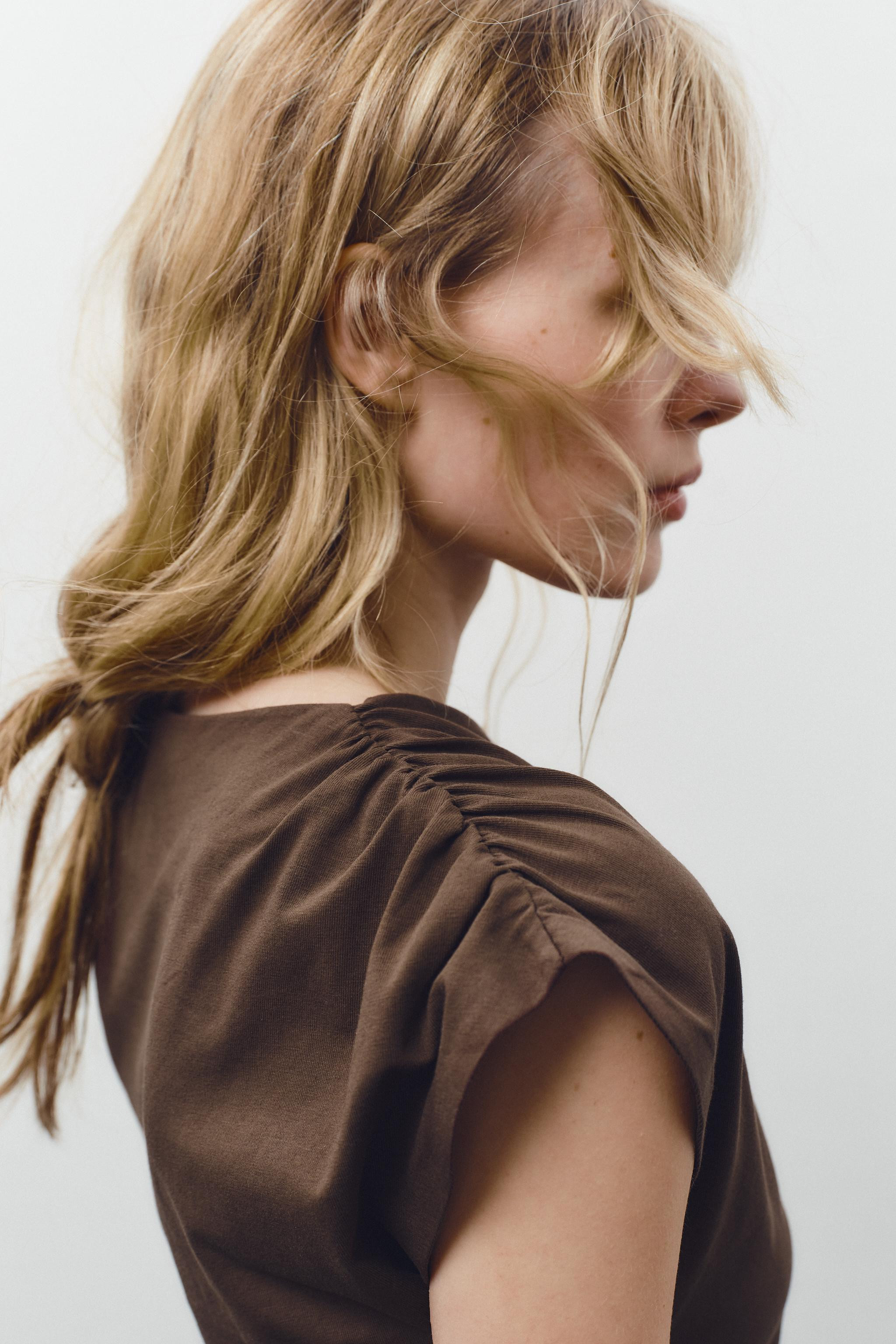 DRAWSTRING GATHERED T-SHIRT | Zara UK