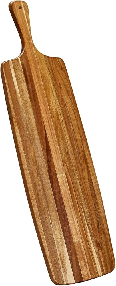 Acacia Wood Cutting Board and Large Charcuterie Board with Handle - Long Serving Board for Veggie... | Amazon (US)