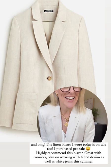 I could not love J.Crew blazers more than I do. Highly recommend this oatmeal colored linen blazer that I wore for an event today. I wore it with cream colored trousers, but I have plans to wear it with faded denim on date night, as well as white jeans.


#LTKstyletip #LTKsalealert #LTKover40