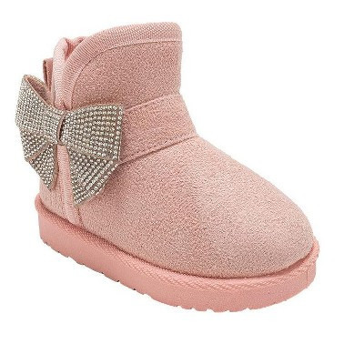 bebe Toddler Girls' Winter Boots - Snow Boots with Microsuede Upper, Rhinestone Bow, Cozy Shoes, Blush, 5 | Target