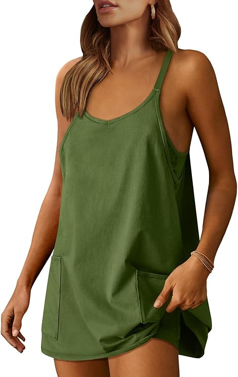 Caracilia Womens Summer Mini Dress 2025 Casual Sleeveless Built in Shapewear Sundress Trendy Shor... | Amazon (US)