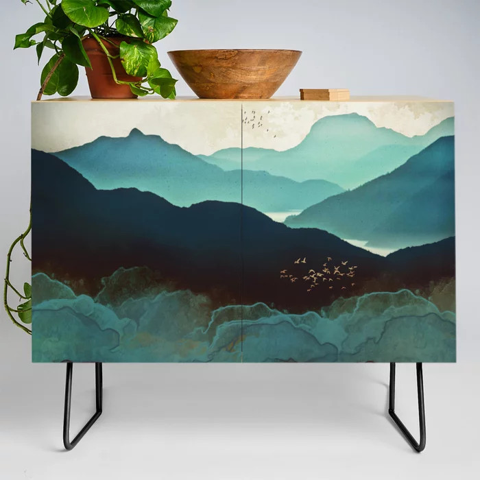 Indigo Mountains Credenza | Society6