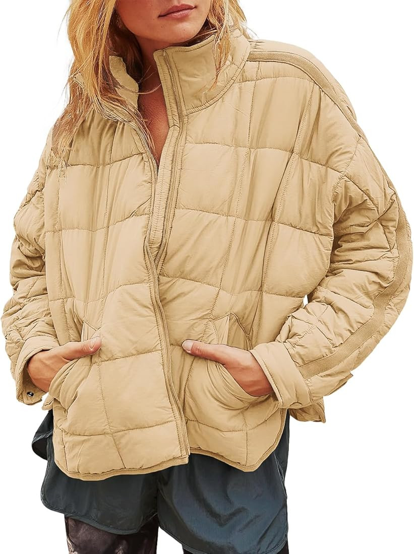 Gacaky Women's Baggy Lightweight Zip Puffer Jacket Warm Winter Down Coat with Pockets | Amazon (US)