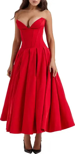 HOUSE OF CB Lady Strapless Midi Dress | Nordstrom | Nordstrom