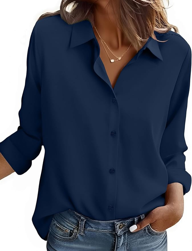 ZEAGOO Button Down Shirt for Women Long Sleeve Blouses Floral Printed Tops Business Casual Work O... | Amazon (US)