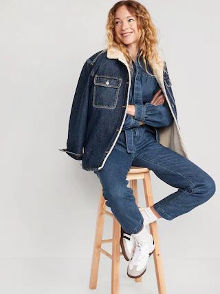Collarless Jean Utility Jumpsuit for Women | Old Navy (US)