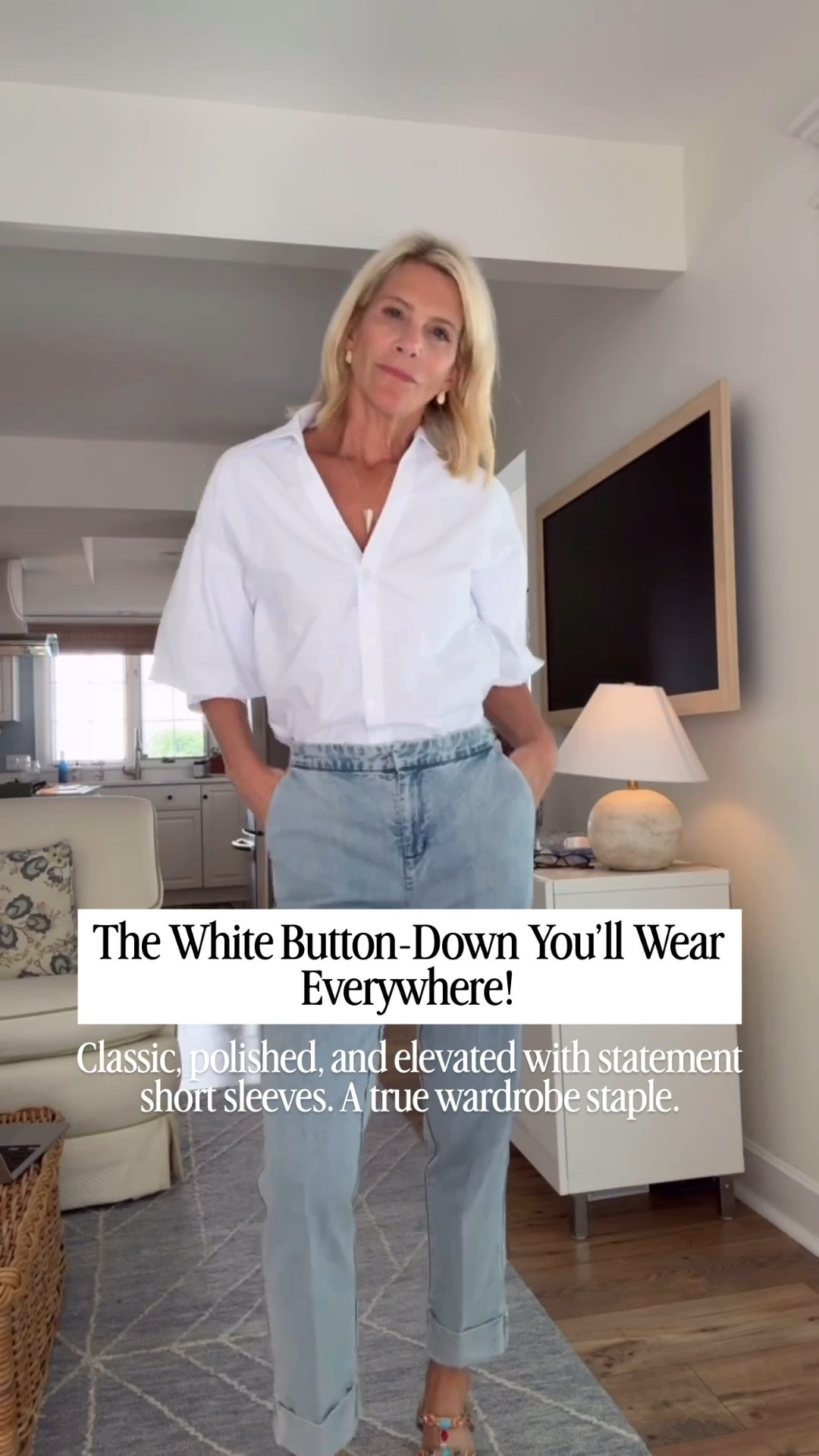 A classic white button-down with a modern twist! The oversized short sleeves give this shirt such a chic, elevated look while still being incredibly versatile. Pair it with your favorite jeans, white denim, tailored trousers, or shorts for an outfit you’ll wear on repeat from summer into fall.

👩‍💻 LTK PRO TIPS
❤️ Heart = Support my posts ;-)
🔖 Save = Get sale & restock alerts for the things you love!
📋 Lists = Keep favorites organized (List ideas: Wardrobe Staples, Vacation, Workwear!)
📲 Share = Send lists and products to a friend (or your daughters like me).
💬 Comment = Ask me anything, and I’ll answer. ;-)

#LTKootd #LTKOver40 #LTKSeasonal