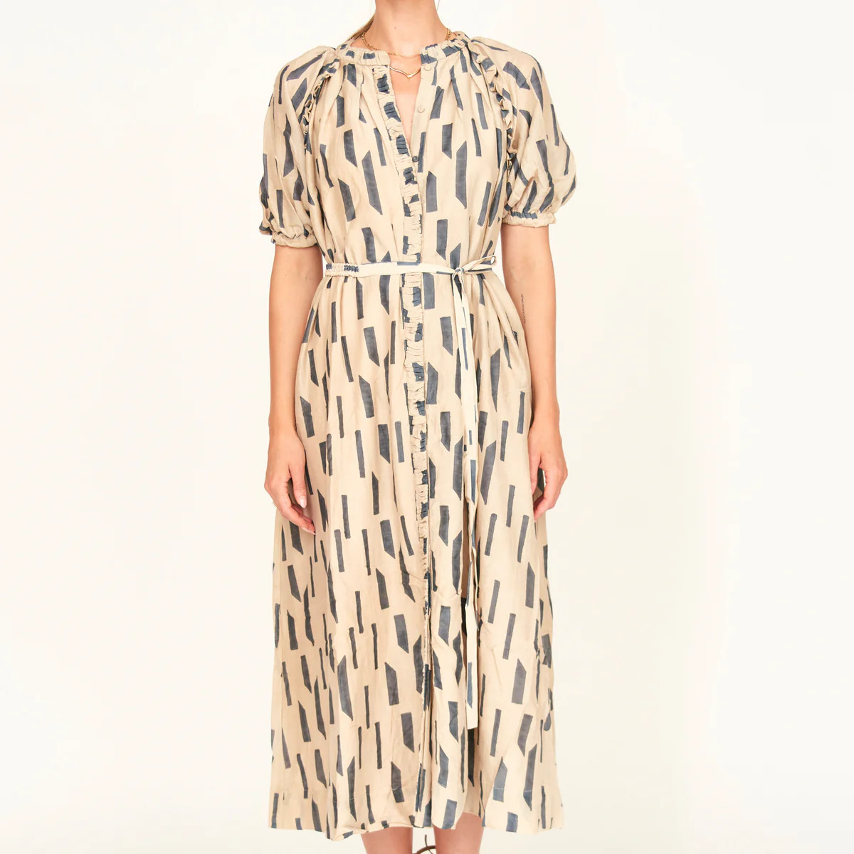 Somerset Dress in Parchment Rainfall | MIRTH