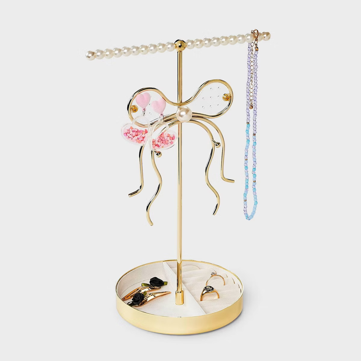Standing Pearl Bow Jewelry Organizer - A New Day™ Gold/Ivory | Target