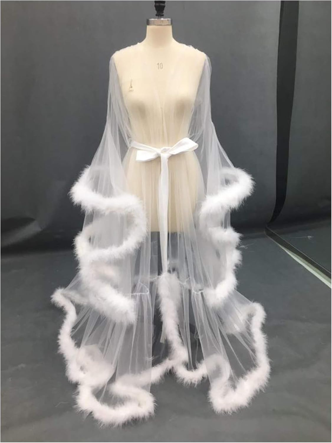 Kumeng Wedding Sexy Feather Robe Bridal Upgraded Illusion Tulle Long Scarf New Custom Made | Amazon (US)