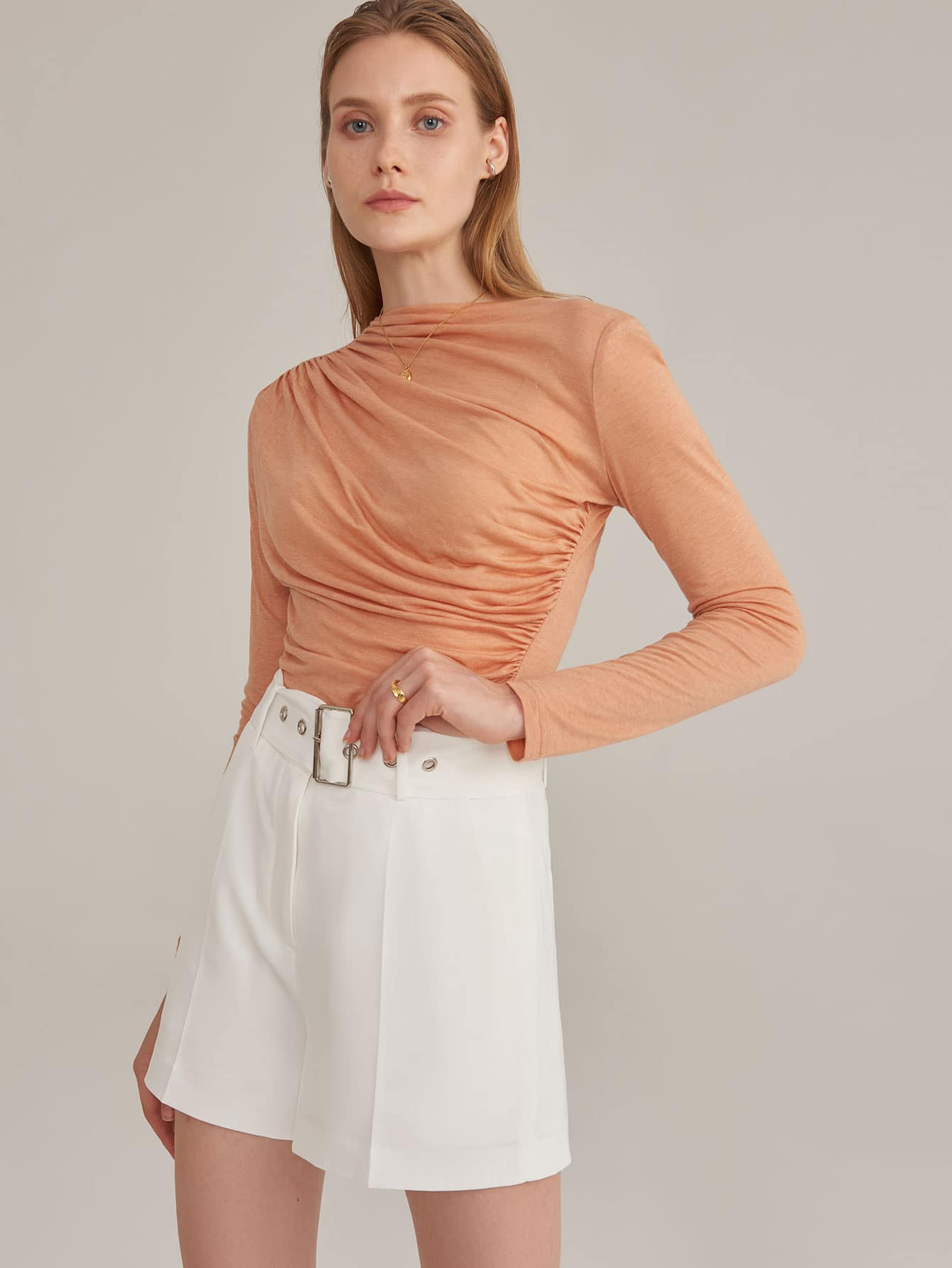 MOTF PREMIUM BUCKLE BELTED SHORTS | SHEIN