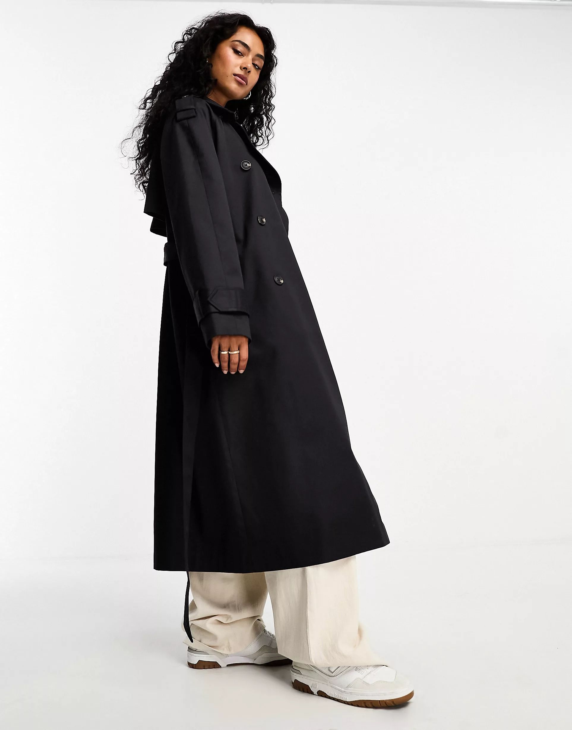 ASOS DESIGN longline trench coat in black | ASOS (Global)