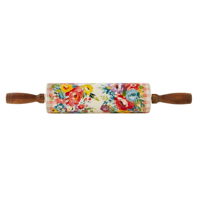 The Pioneer Woman Sweet Romance Blossoms Ceramic Rolling Pin with Acacia Wood Handles | Walmart (US)