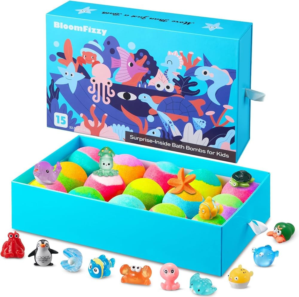 Sea Surprise Bath Bombs for Kids – 15 Pack Fizzy Gift Set with Hidden Ocean Toys, Gentle & Scen... | Amazon (US)