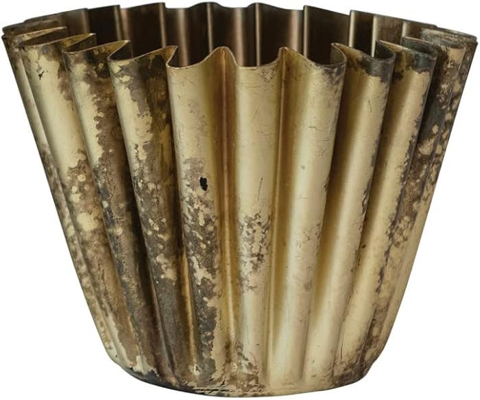 Pleated Metal Vase, Antique Brass Finish | Amazon (US)