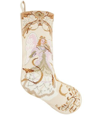 Angel with Violin Needlepoint Embroidered Holiday Stocking | Dillard's