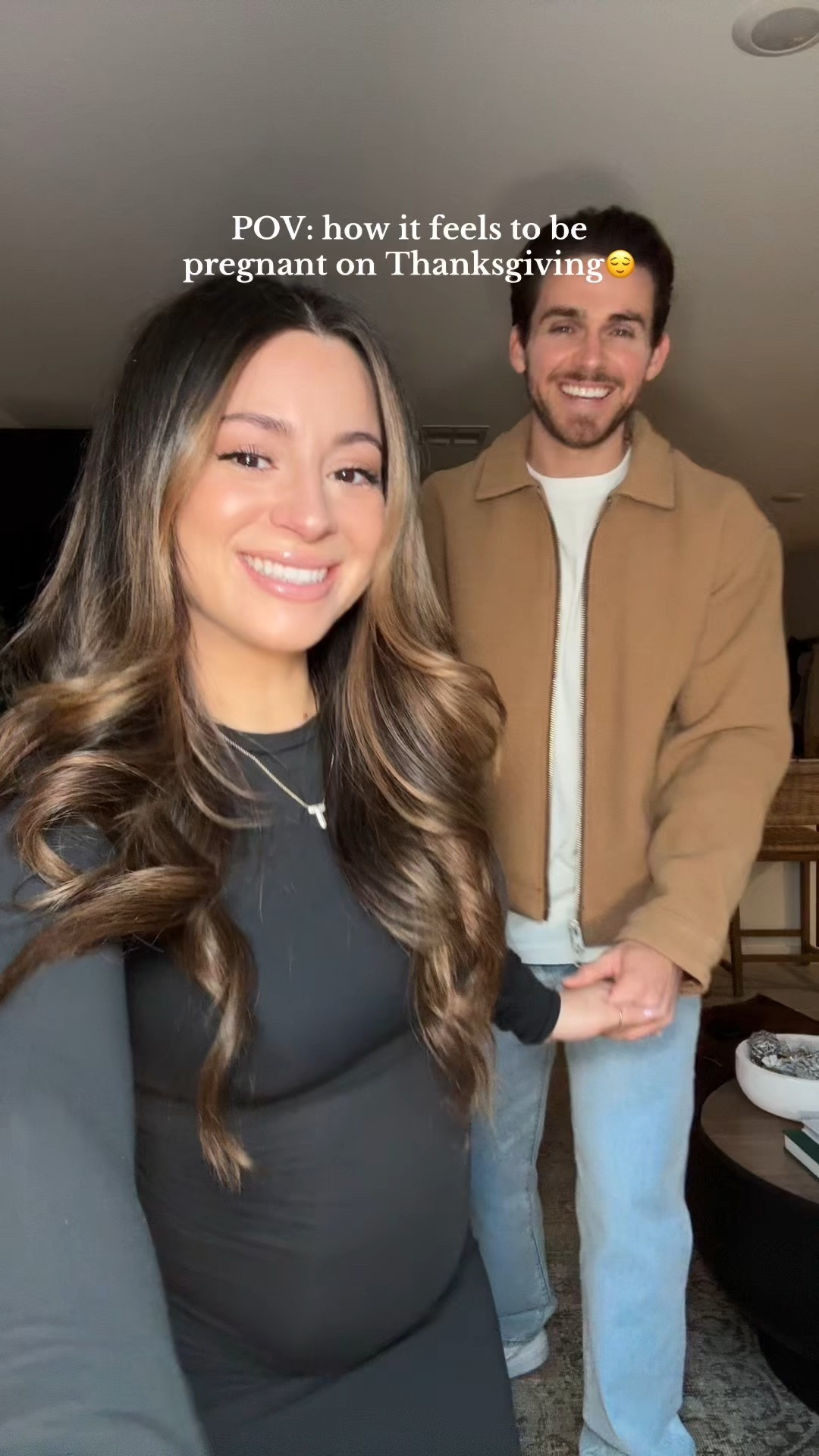 OOTD for Thanksgiving! I’m wearing a size xs in maternity! Rog is wearing a large in T shirt & jacket & 32x32 in jeans. For reference I’m 5ft & he’s 5’10!

#LTKBump