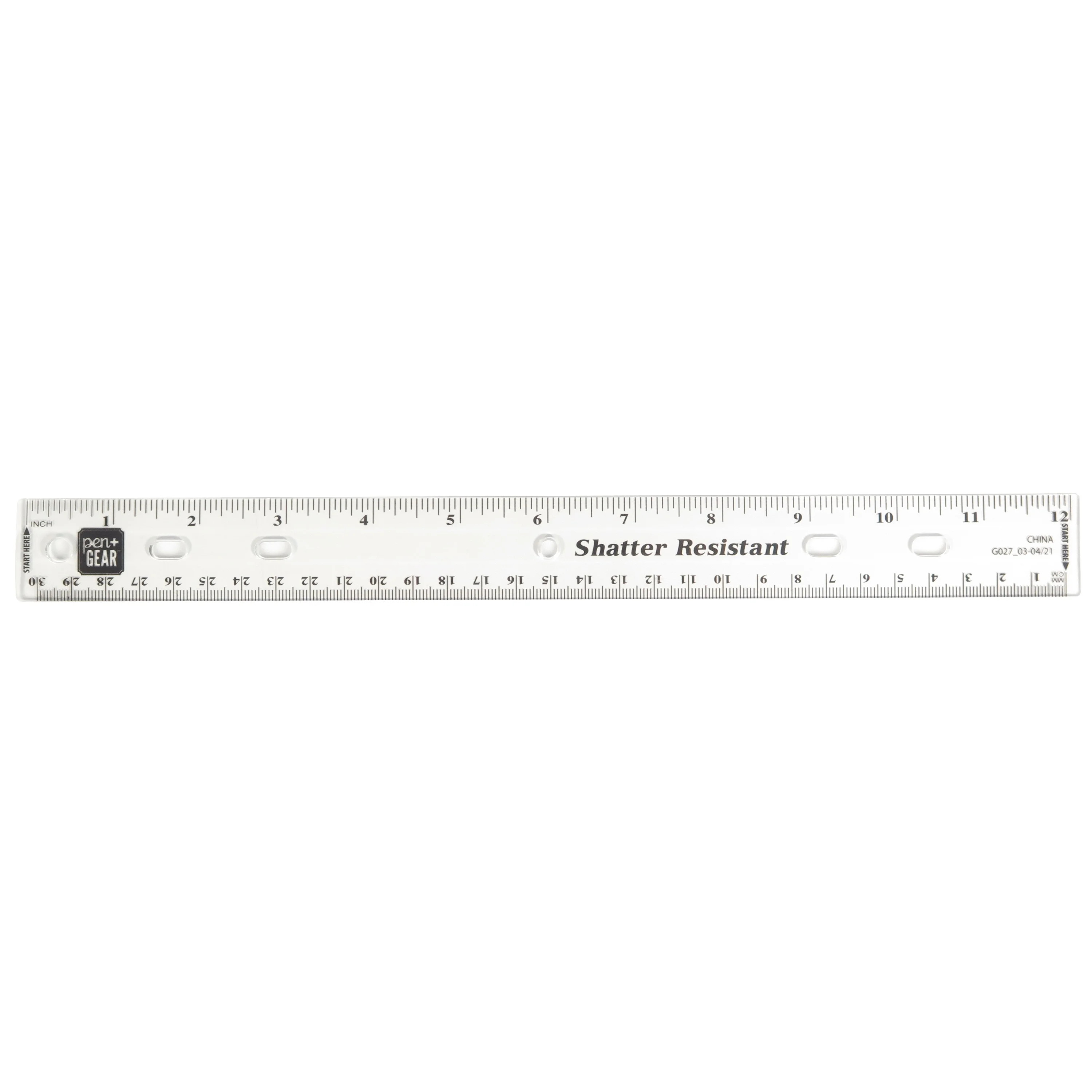 Pen+Gear 12 in. / 30 cm Plastic Shatter Resistant Binder Ruler, Clear - Walmart.com | Walmart (US)