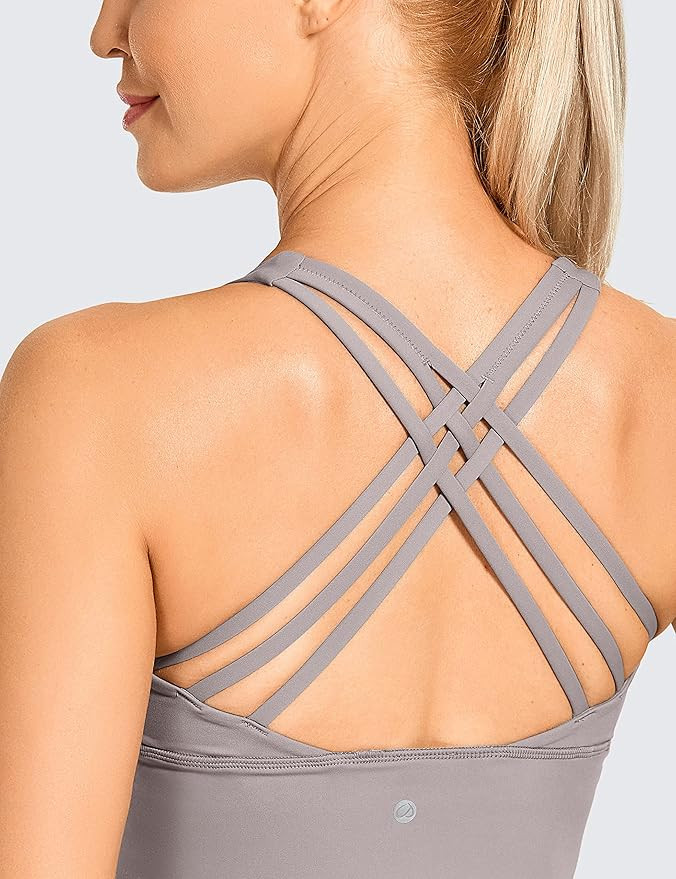 CRZ YOGA Strappy Longline Sports Bras for Women - Wirefree Padded Criss Cross Yoga Bras Cropped T... | Amazon (US)