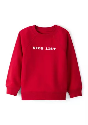 Carter's Toddler Boys Christmas Nice List Long Sleeve Graphic Sweatshirt, Red, 2T | Belk