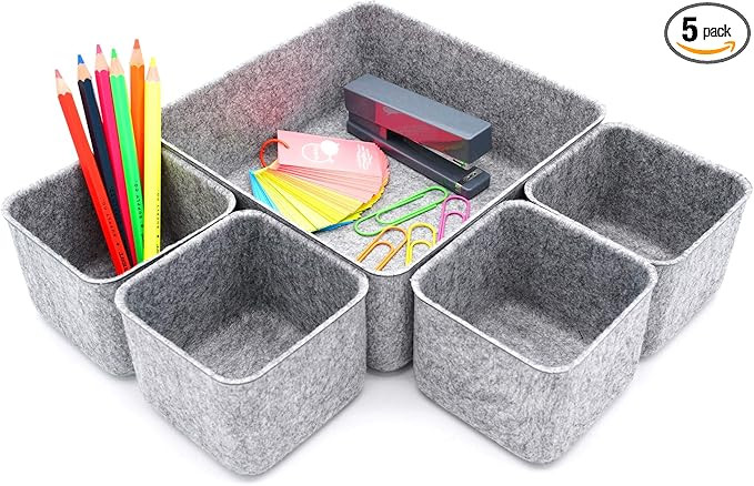Amazon.com: Welaxy Desk Organizers Storage bins Set Office Drawer Organizers Pen holder pencil cu... | Amazon (US)