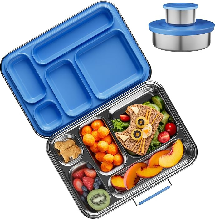 Stainless Steel Bento Box Kids, Kids Metal Bento Lunch Box BPA Free Lunch Box Containers 304 Stainless Steel Bento Box for School and Office(Bule) | Amazon (US)