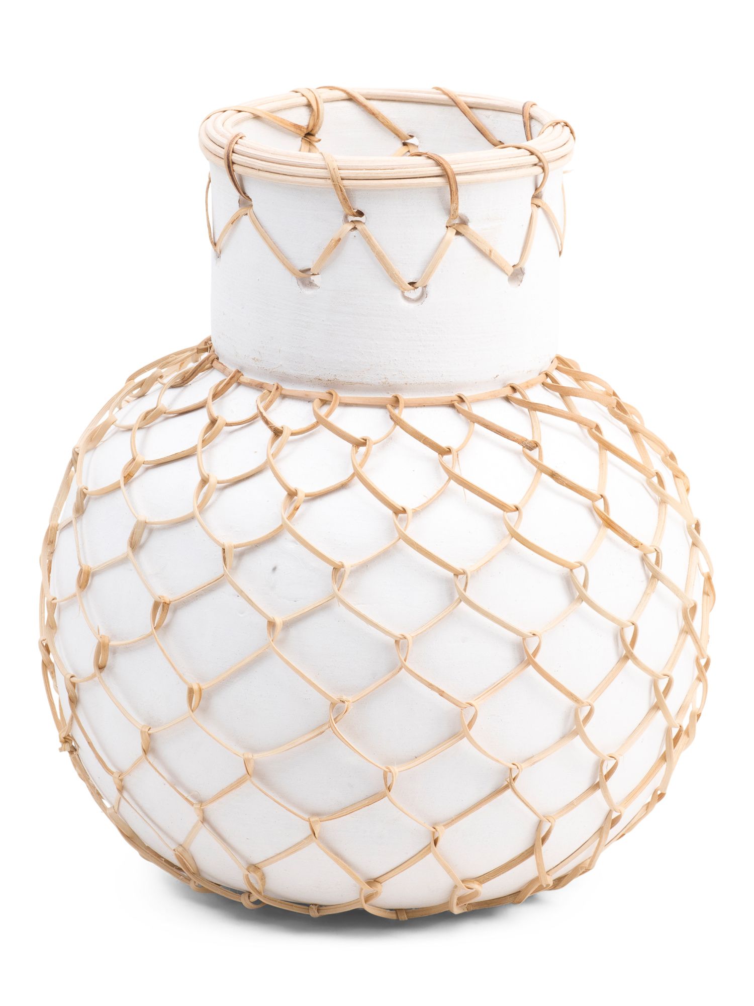 10in Terracotta Vase With Rattan Overlay | TJ Maxx
