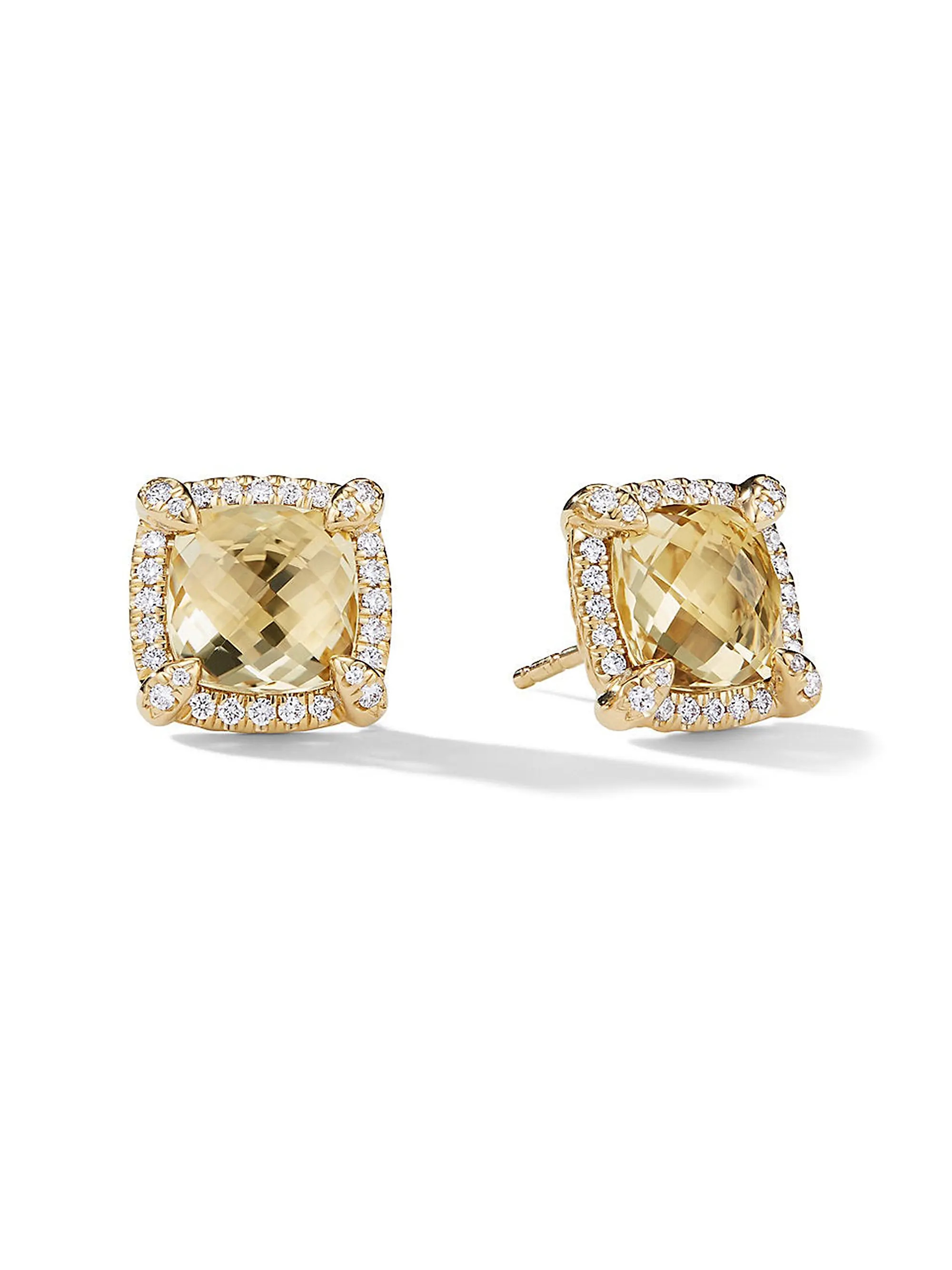 Chatelaine Pavé Bezel Stud Earrings in 18K Yellow Gold | Saks Fifth Avenue
