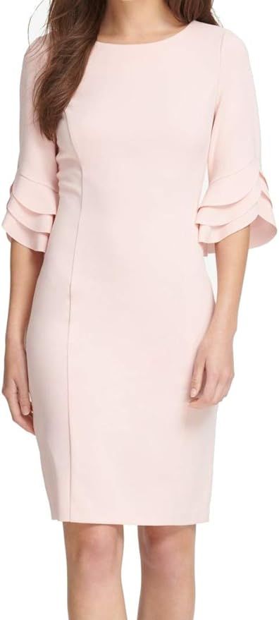 DKNY Womens Soild Ruffle Sleeves Wear to Work Dress | Amazon (US)