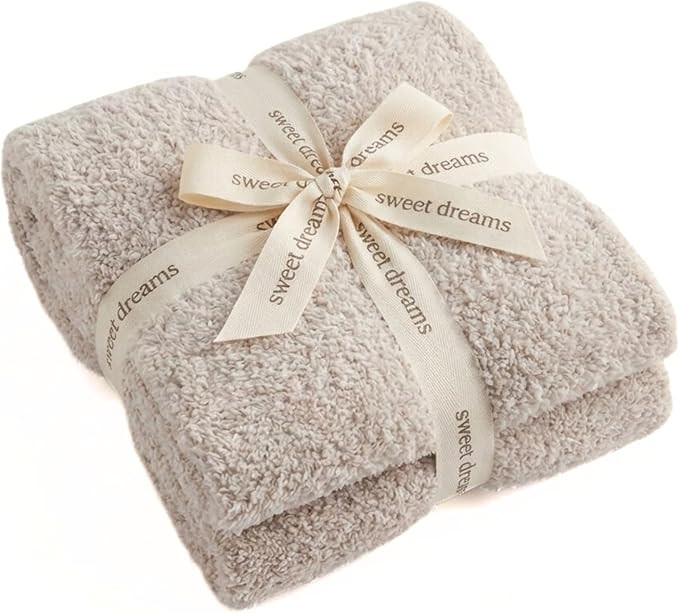 Unboxme Sweet Dreams Cozy Soft Throw Blanket 54" x 72", Warm Fluffy Fleece No Shedding, Taupe for... | Amazon (US)