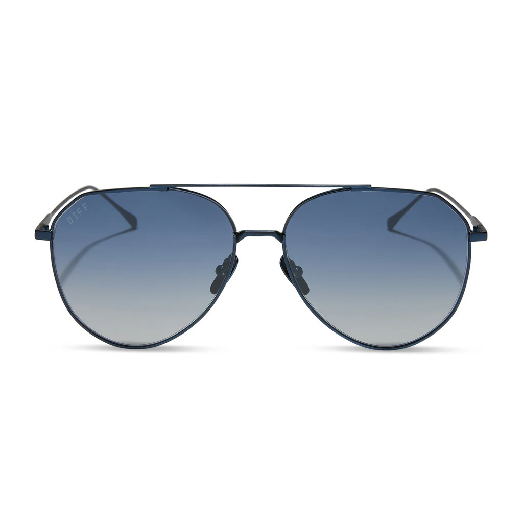 DASH - DEEP NAVY METAL + AEGEAN BLUE FLASH SUNGLASSES | DIFF Eyewear