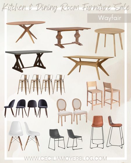 Wayfair furniture sale!  Dining room furniture - kitchen furniture - kitchen stools - dining table - dining chairs - wood table - modern farmhouse - modern style - transitional 




#LTKhome #LTKsalealert