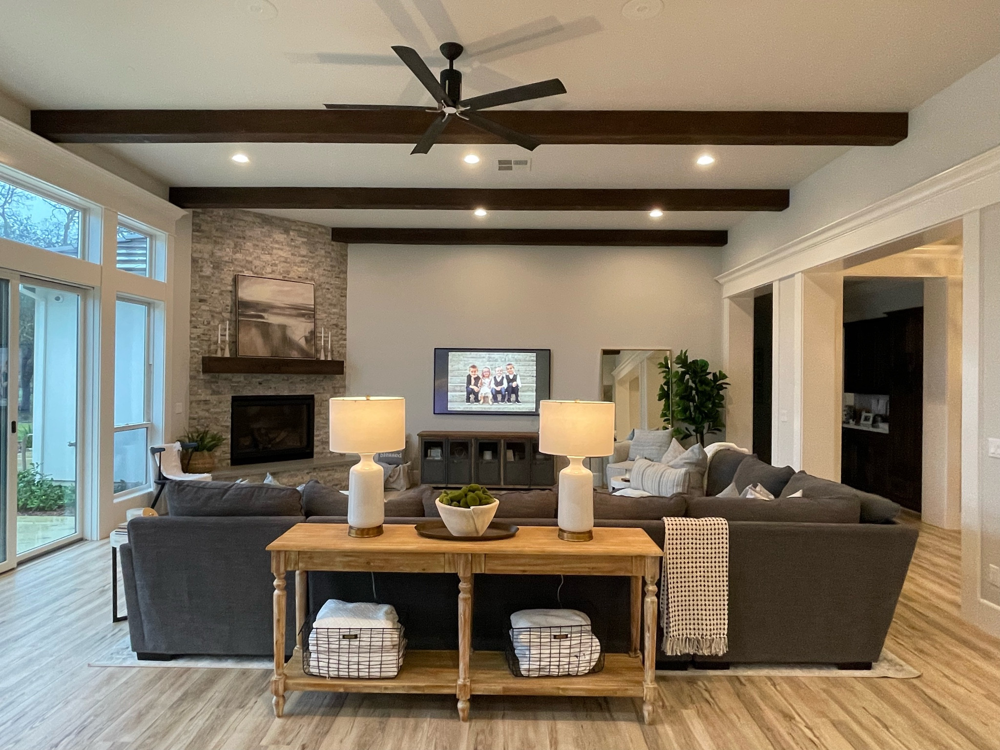 Te perfect blend of modern & traditional family room. Cozy for a large family but still “custom home feel”. 

#LTKFindsUnder50 #LTKHome #LTKFindsUnder100