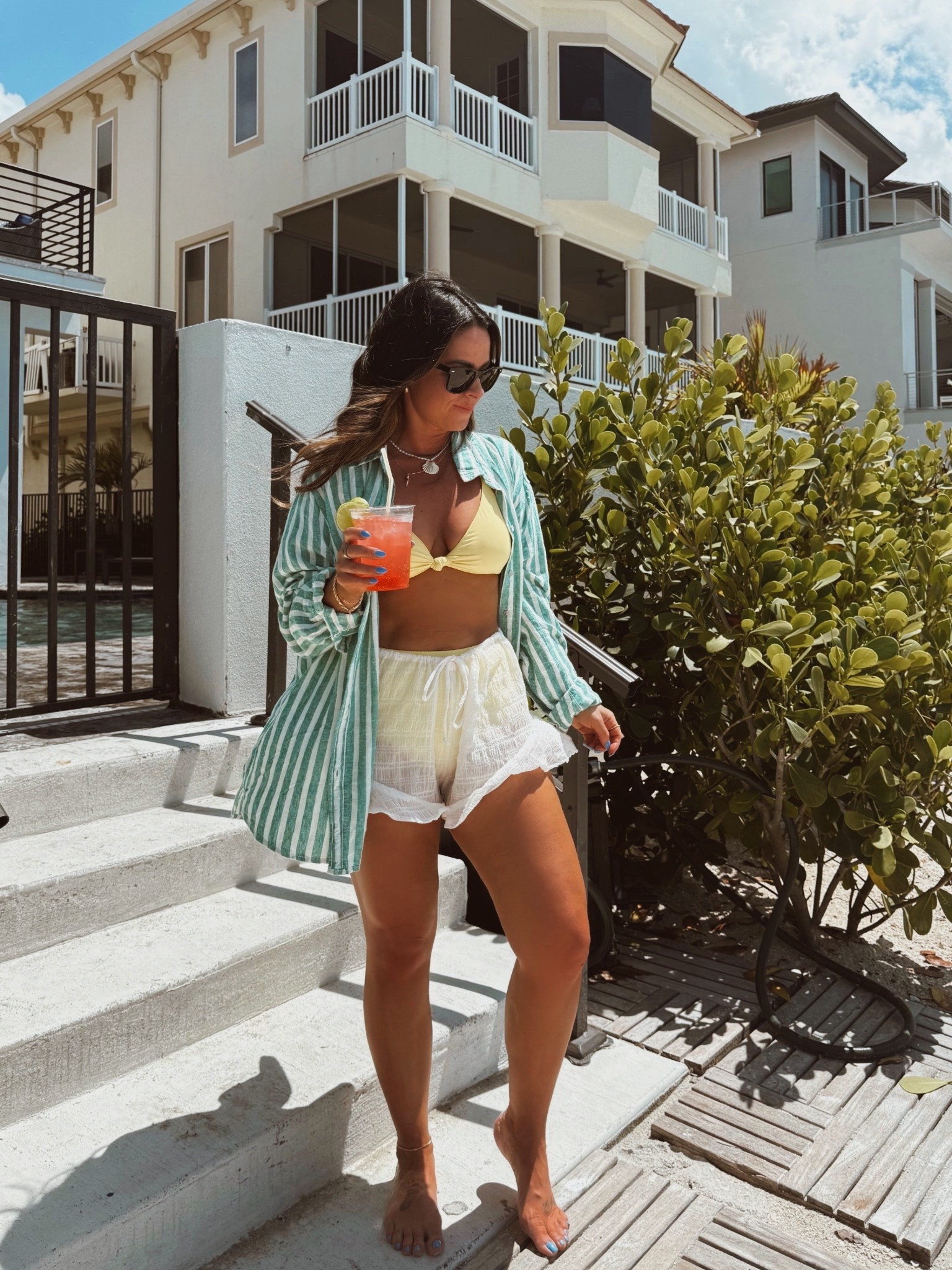 Beach outfit!! 

Vacation outfit 
Swimsuit 
Resort wear 
Coverup shorts 
Linen shirt 
Pool outfit 

#LTKSwim #LTKTravel #LTKStyleTip