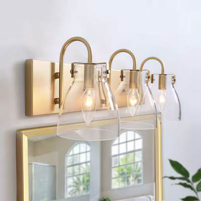 LNC Pursuit 22-in 3-Light Gold Dome and Clear Glass LED Modern/Contemporary Vanity Light Bar | Lowe's