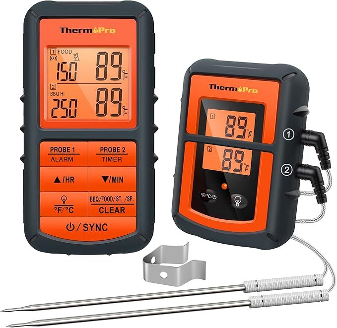 Amazon.com: ThermoPro TP08B 500FT Wireless Meat Thermometer for Grilling Smoker BBQ Grill Oven Th... | Amazon (US)